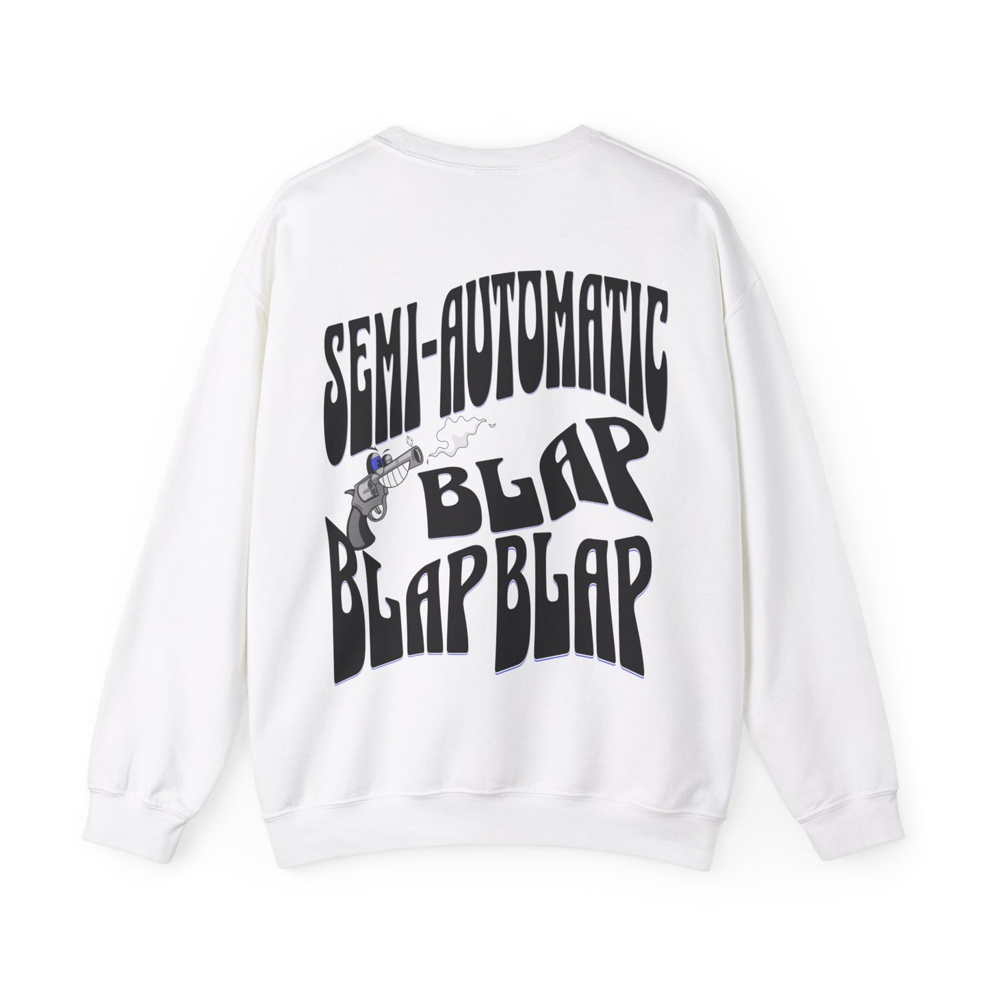 Semi-Automatic Blap Blap Blap White Unisex Heavy Blend™ Crewneck Sweatshirt