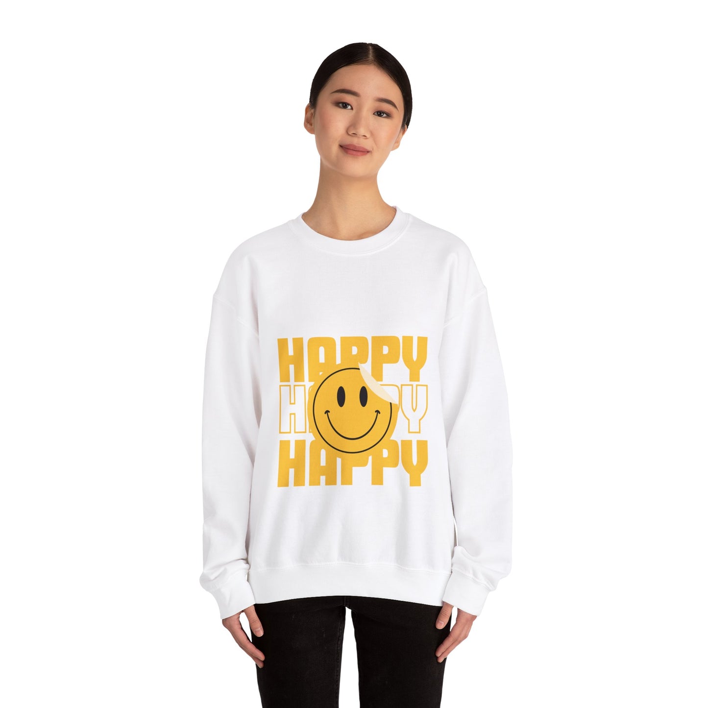 Unisex Happy Happy Happy Smiley Face Heavy Blend™ Crewneck Sweatshirt