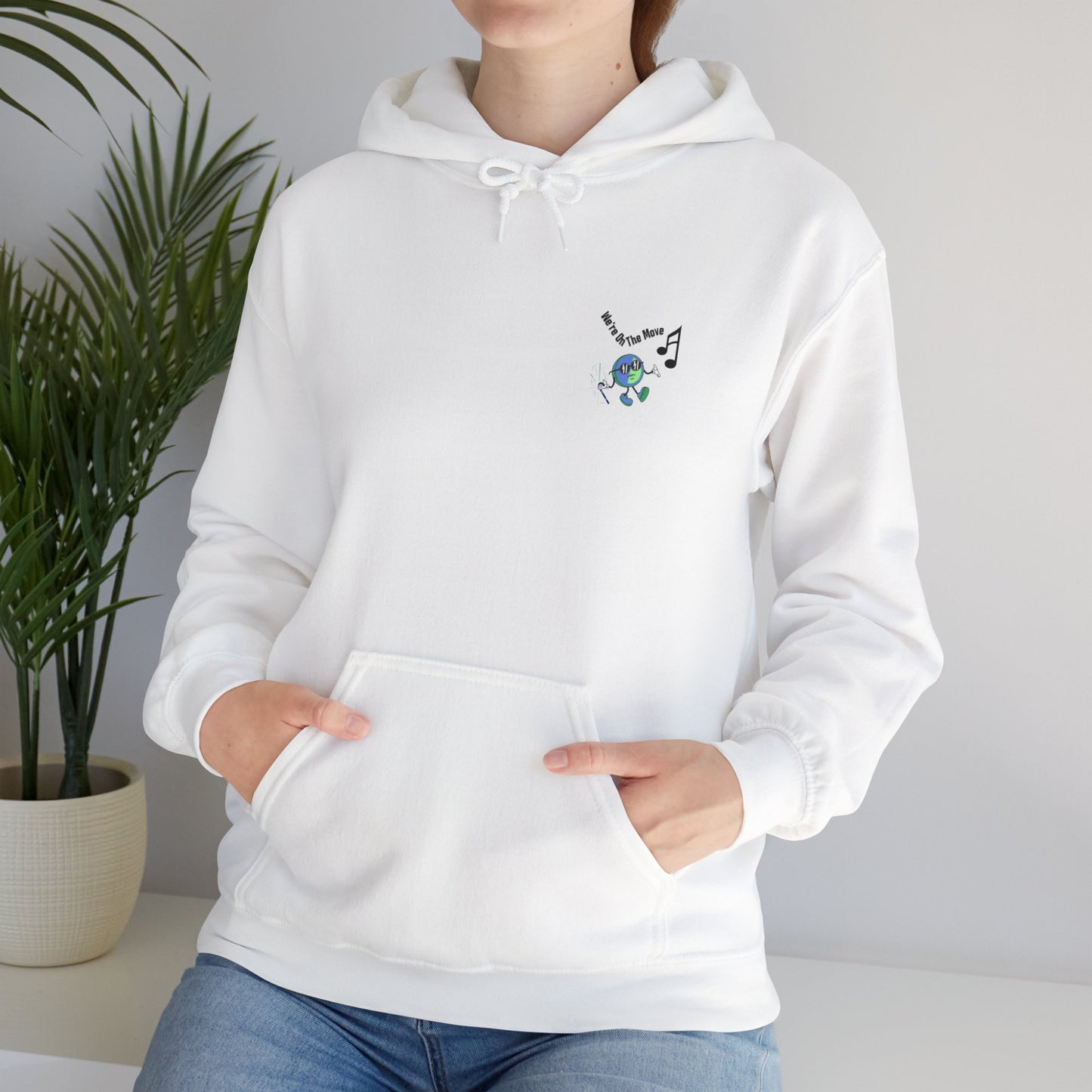 We're On The Move White Unisex Heavy Blend™ Hooded Sweatshirt