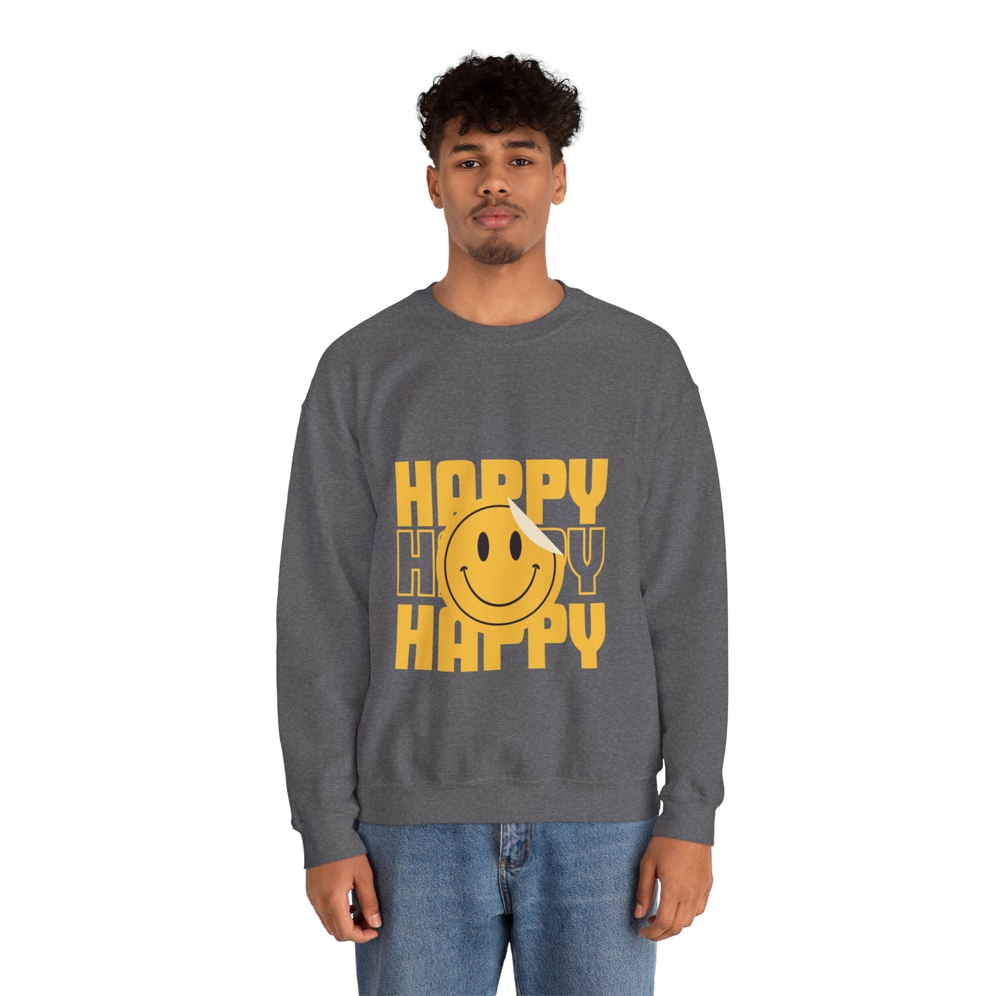 Unisex Happy Happy Happy Smiley Face Heavy Blend™ Crewneck Sweatshirt