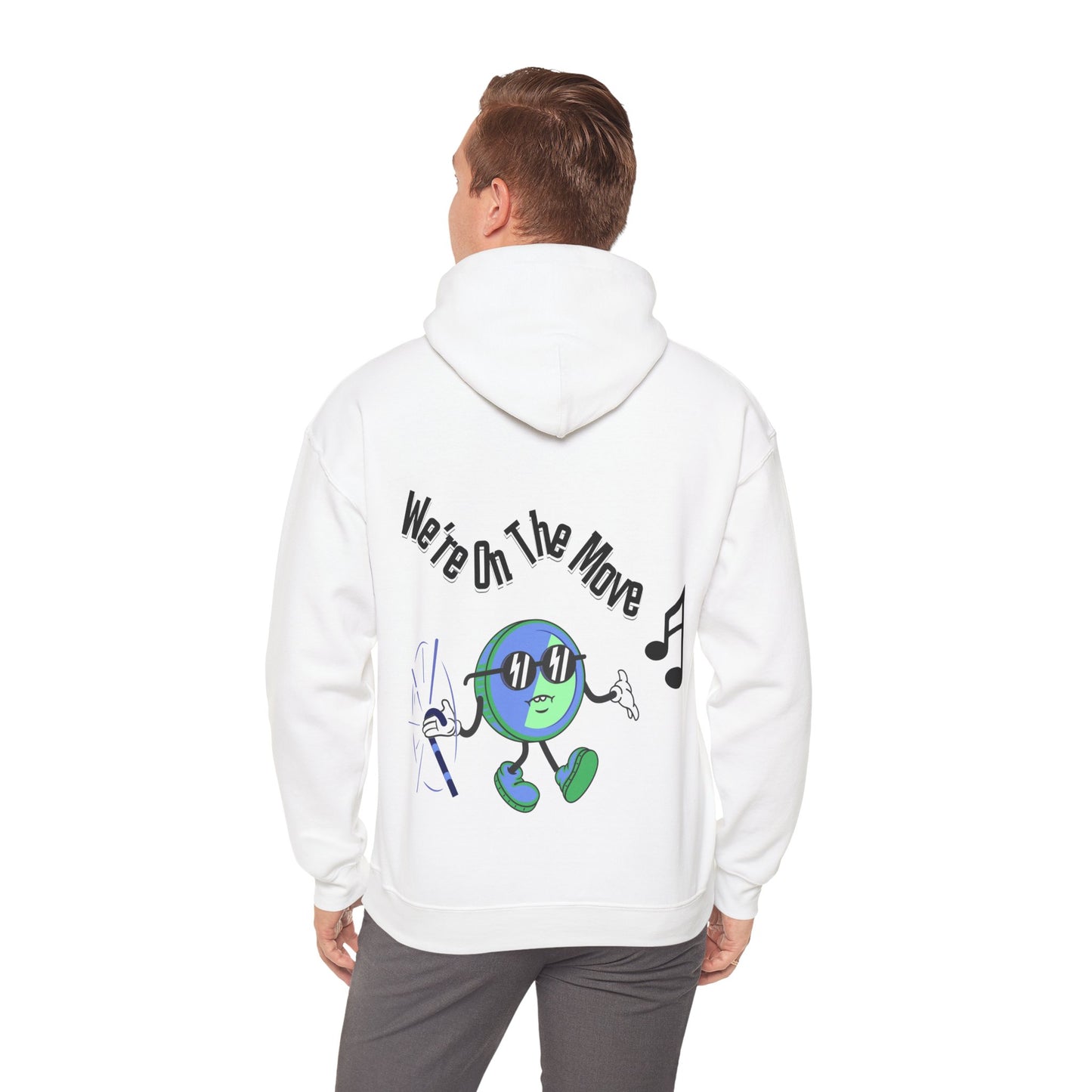 We're On The Move White Unisex Heavy Blend™ Hooded Sweatshirt