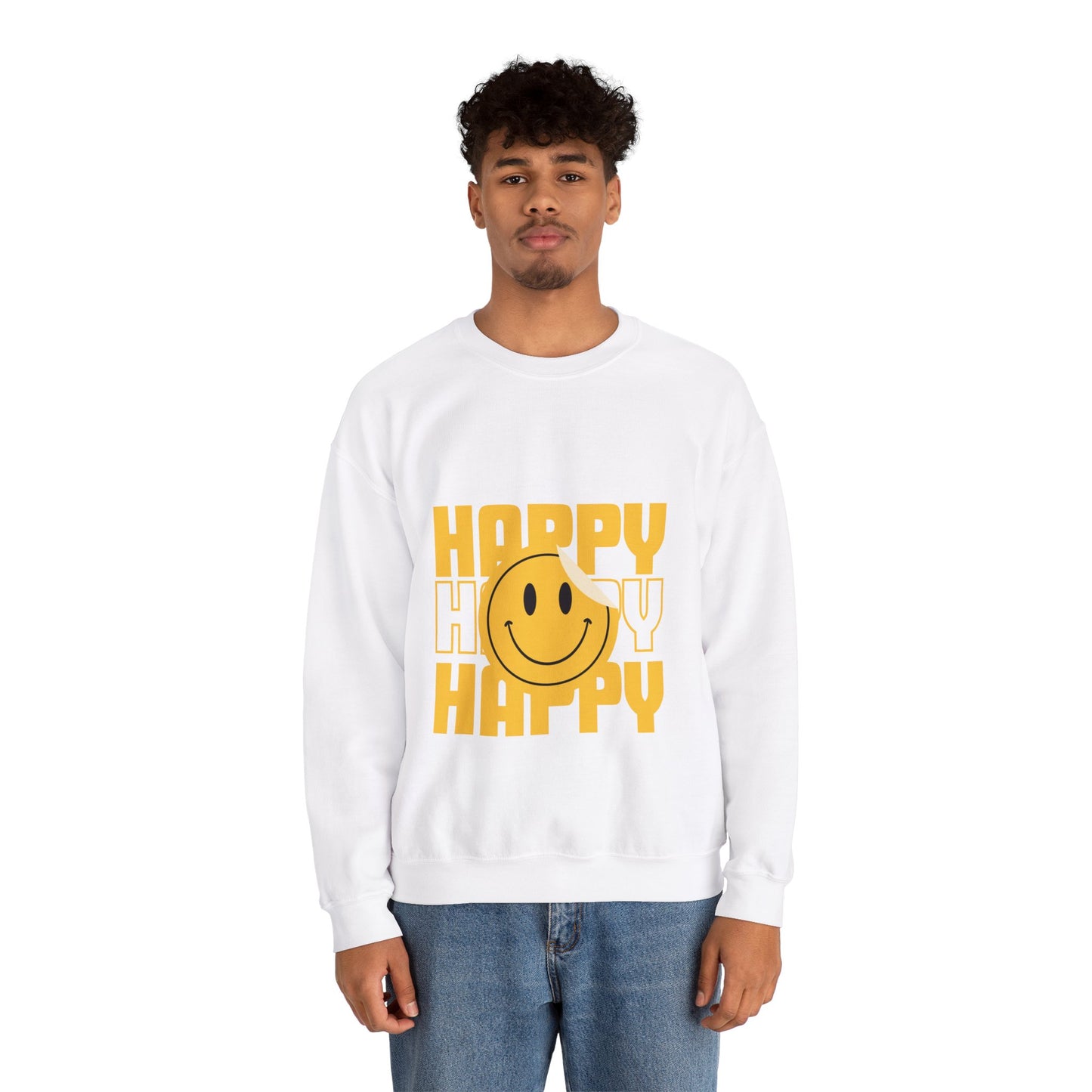 Unisex Happy Happy Happy Smiley Face Heavy Blend™ Crewneck Sweatshirt