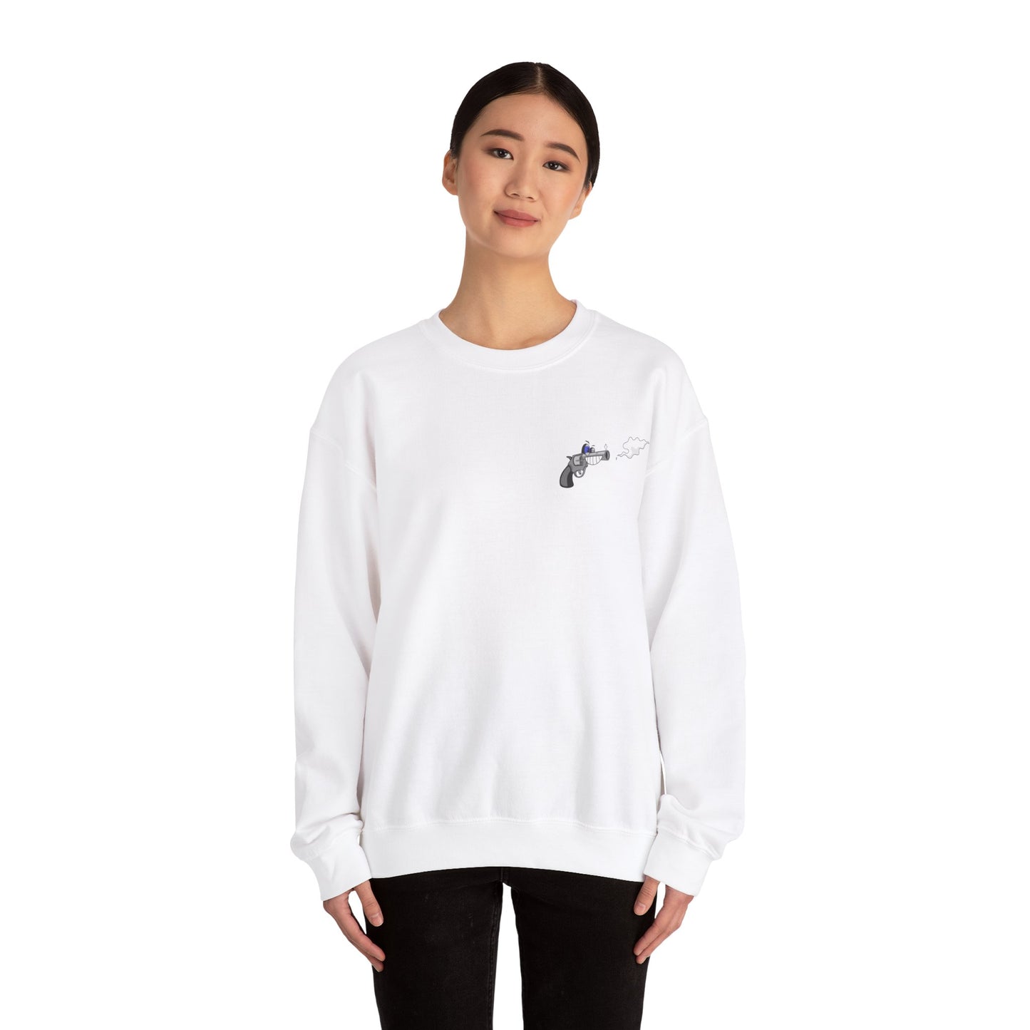 Semi-Automatic Blap Blap Blap White Unisex Heavy Blend™ Crewneck Sweatshirt