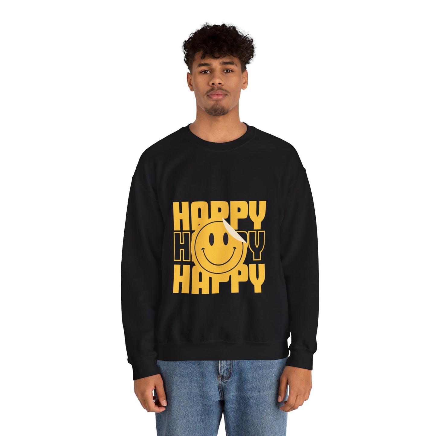 Unisex Happy Happy Happy Smiley Face Heavy Blend™ Crewneck Sweatshirt