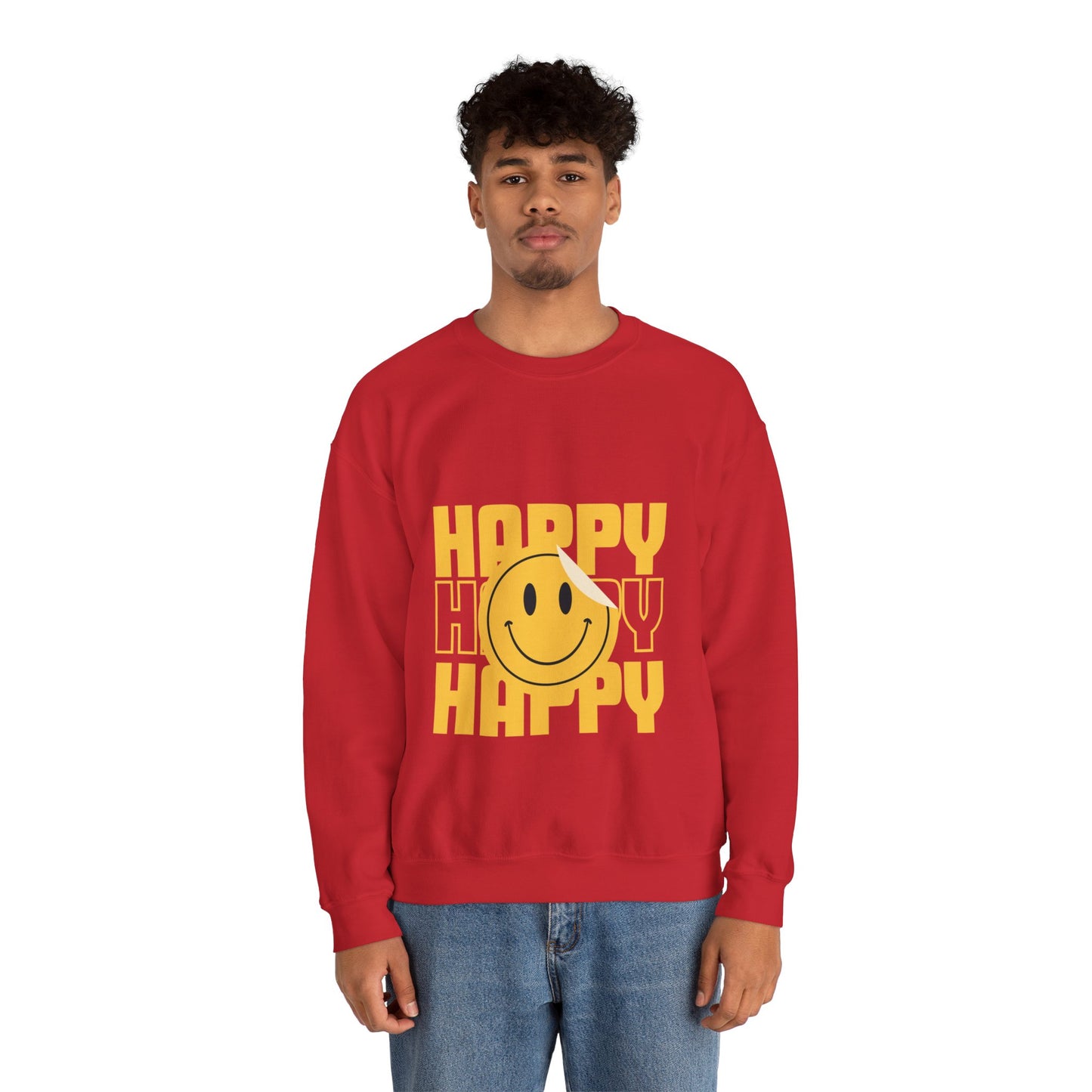 Unisex Happy Happy Happy Smiley Face Heavy Blend™ Crewneck Sweatshirt