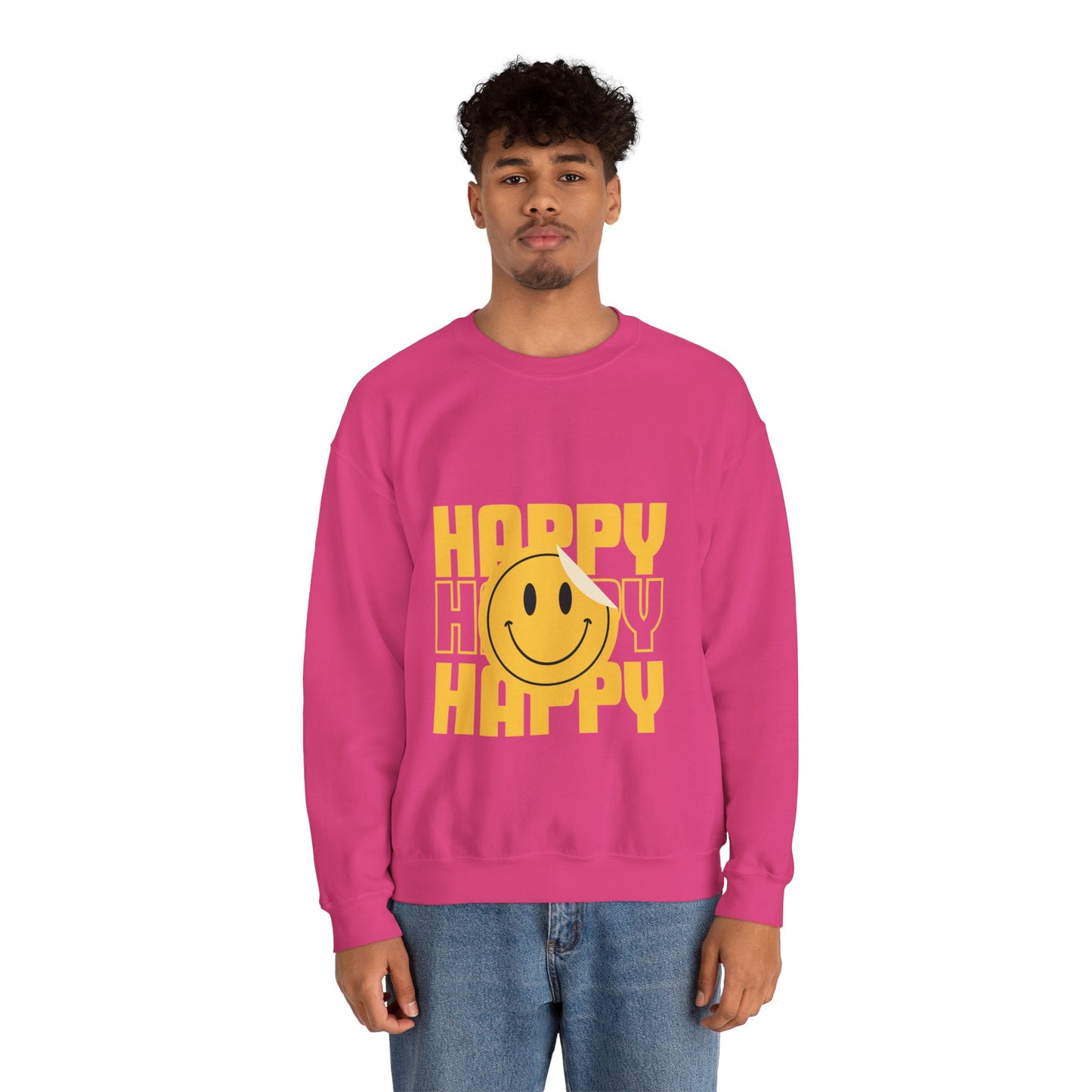 Unisex Happy Happy Happy Smiley Face Heavy Blend™ Crewneck Sweatshirt