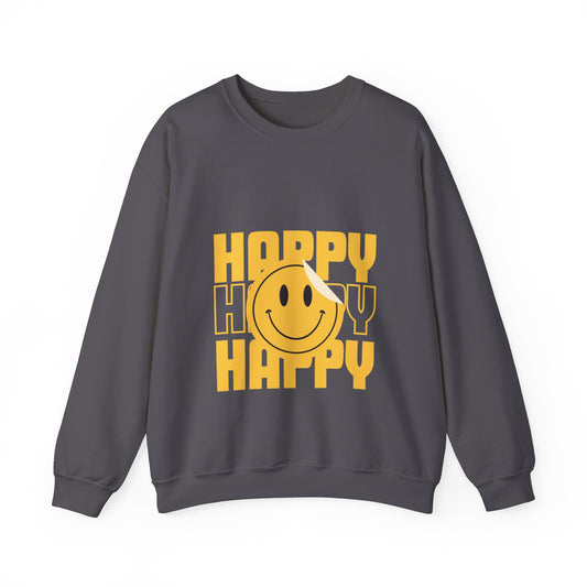 Unisex Happy Happy Happy Smiley Face Heavy Blend™ Crewneck Sweatshirt