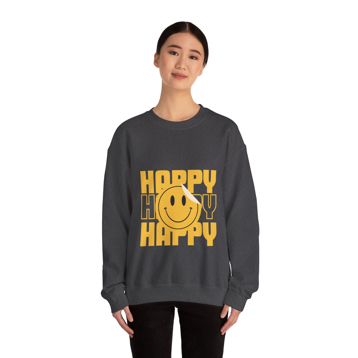 Unisex Happy Happy Happy Smiley Face Heavy Blend™ Crewneck Sweatshirt