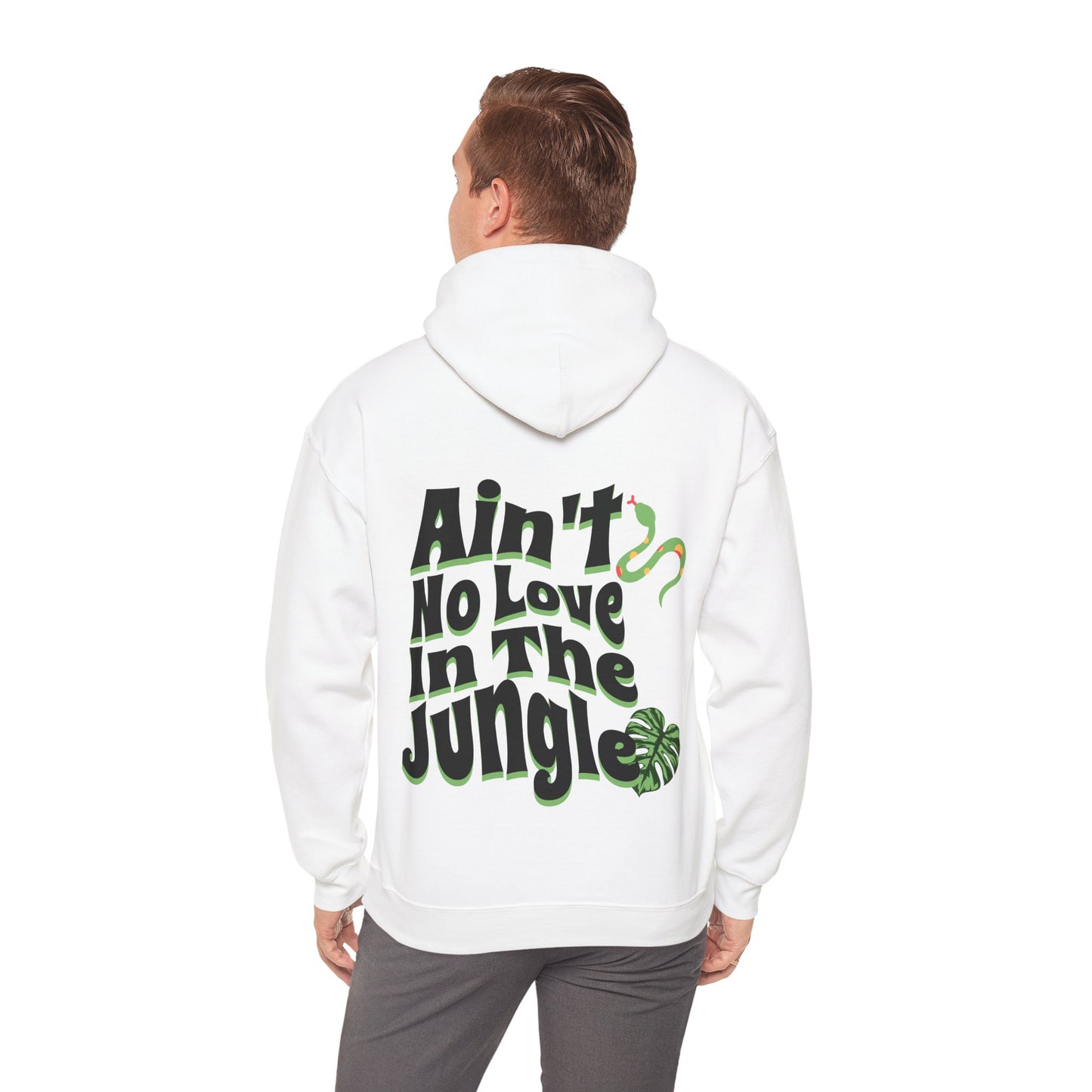 Ain't No Love In The Jungle White Unisex Heavy Blend™ Hooded Sweatshirt