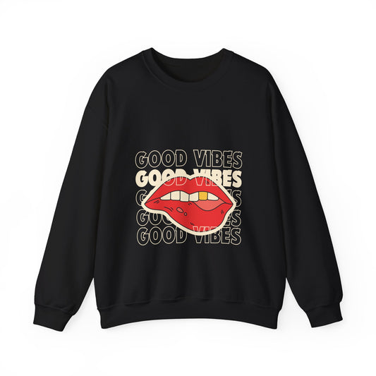 Cosy Good Vibes and Lips Unisex Heavy Blend™ Crewneck Sweatshirt (Multiple Colours)