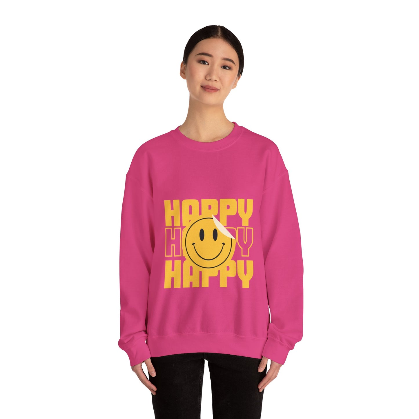 Unisex Happy Happy Happy Smiley Face Heavy Blend™ Crewneck Sweatshirt