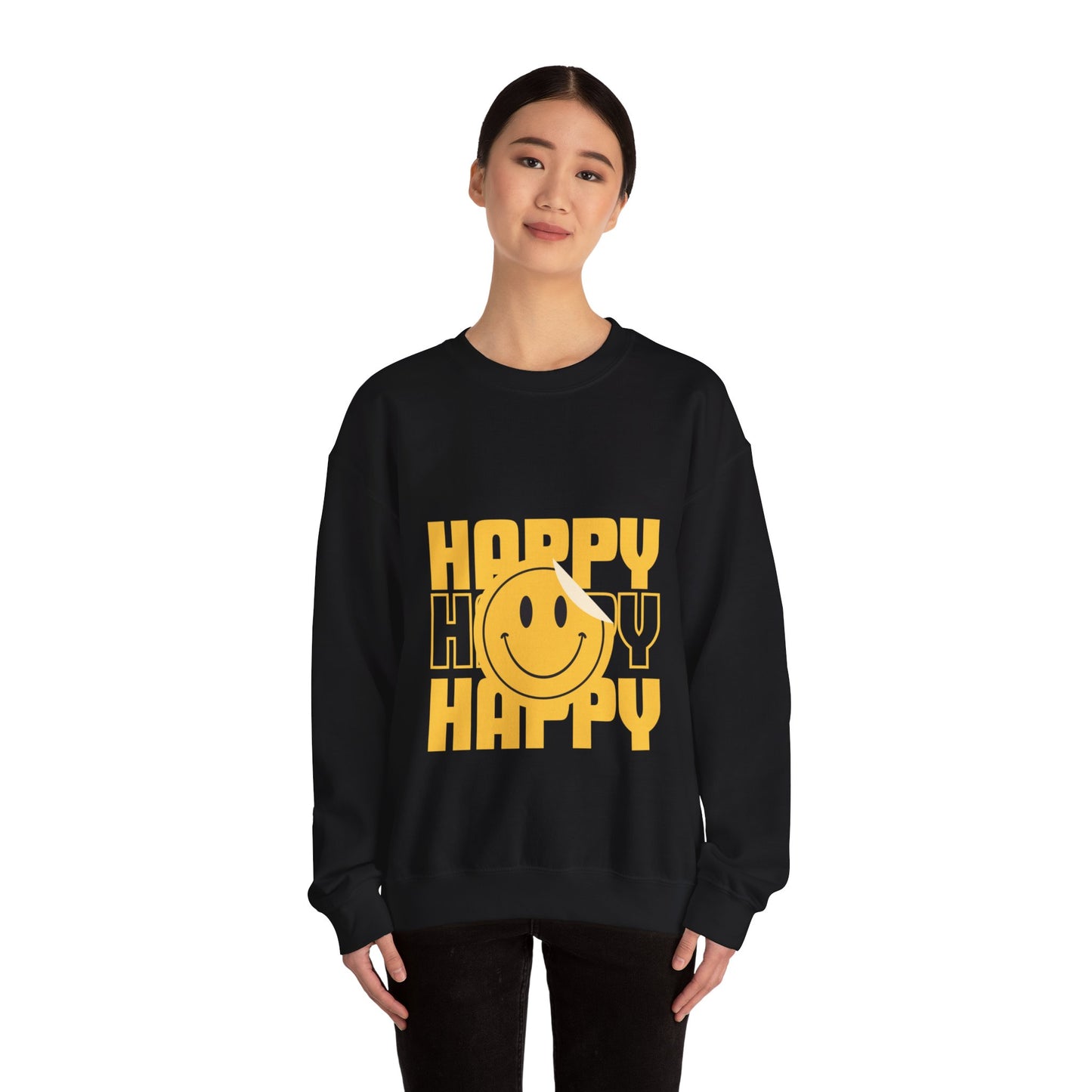 Unisex Happy Happy Happy Smiley Face Heavy Blend™ Crewneck Sweatshirt